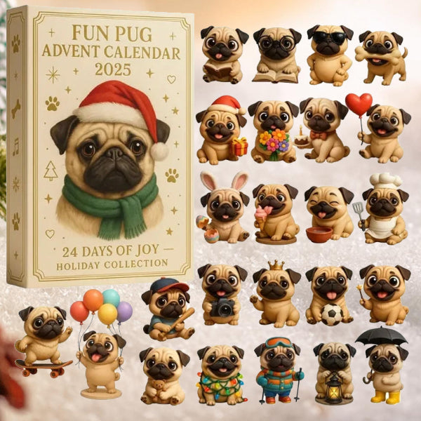 🐾🎄 Calendrier de l'Avent Pug Amusant 2025