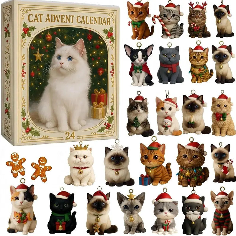 Calendrier de l'Avent festif avec 24 joyeux chats